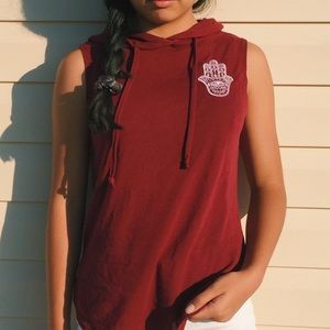 Dark Red ✨ Sleeveless Top hoodie🌺